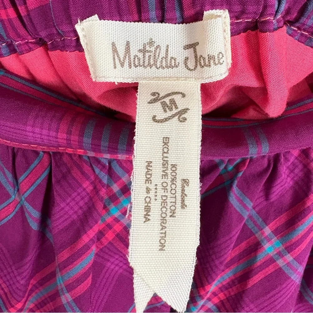Matilda Jane Tinsley Skirt‎ Sz M Purple Plaid Cotton Tulle Girlhood Coquette